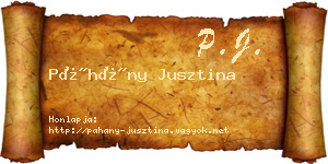 Páhány Jusztina névjegykártya